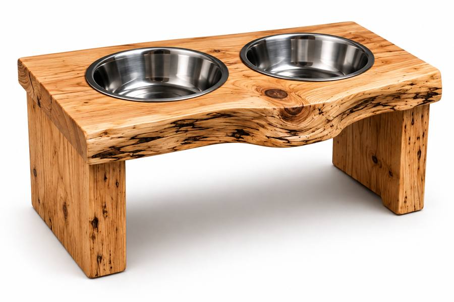 Cedar elevated pet bowl stand